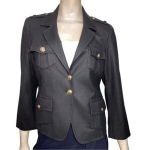 Serena Kay Women’s Size 42 M Black Wool Gold Button Military Inspired Jacket